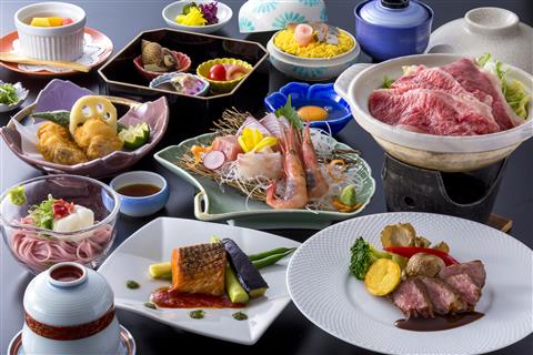 1日目夕食　若狭の海の幸と若狭牛の会席